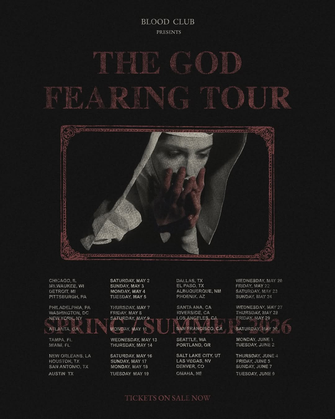 blood club The God Fearing Tour Poster 2026